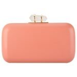 Turquoise Pink Geometric Hand-carved Wooden Clutch