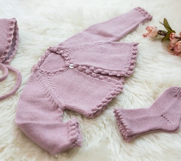 Lilac Delicate Crochet Set of Baby Clothes