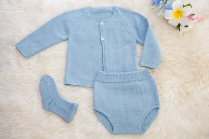 Delicate Crochet Set of Baby Clothes Blue Slow Fashion