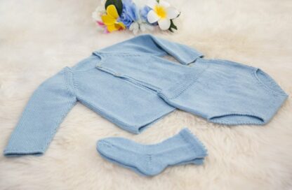 Delicate Crochet Set of Baby Clothes Blue Slow Fashion