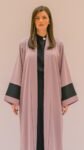 Stripe Patched Abaya Lilac and Black