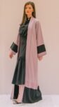 Stripe Patched Abaya Lilac and Black