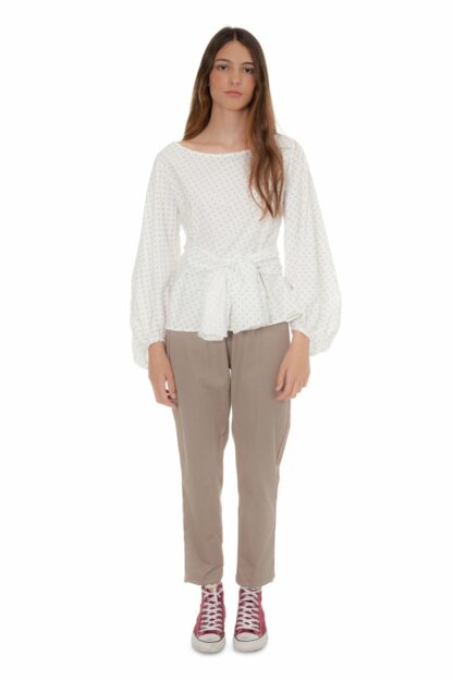 Off white starred blouse with bow castano de indias sustainable fashion