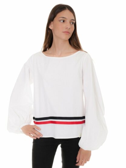 White Cotton blouse two stripes castano de indias sustainable fashion