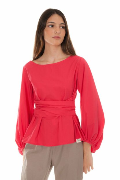 red blouse with bow castano de indias sustainable fashion