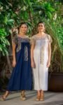 White Antonino Dress with Golden Embroidery