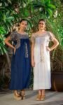 White Antonino Dress with Golden Embroidery