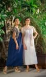 White Antonino Dress with Golden Embroidery