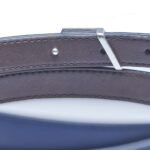Thin Reversible Vegan Belt- Blue & Dark Brown