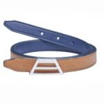 Thin Reversible Vegan Belt- Blue & Camel