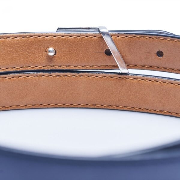 Thin Reversible Vegan Belt- Blue & Camel
