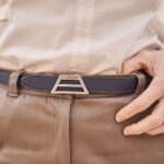 Thin Reversible Vegan Belt- Blue & Dark Brown