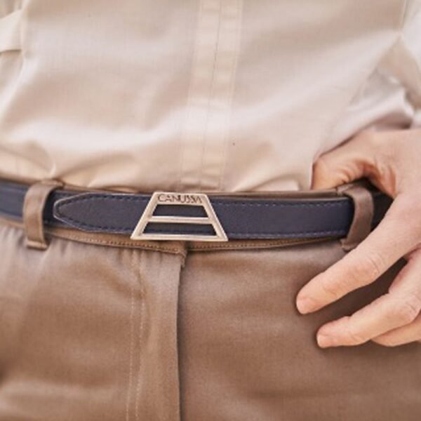 Thin Reversible Vegan Belt- Blue & Dark Brown