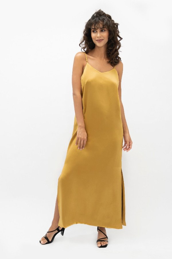 Gold Calabar Slip Dress