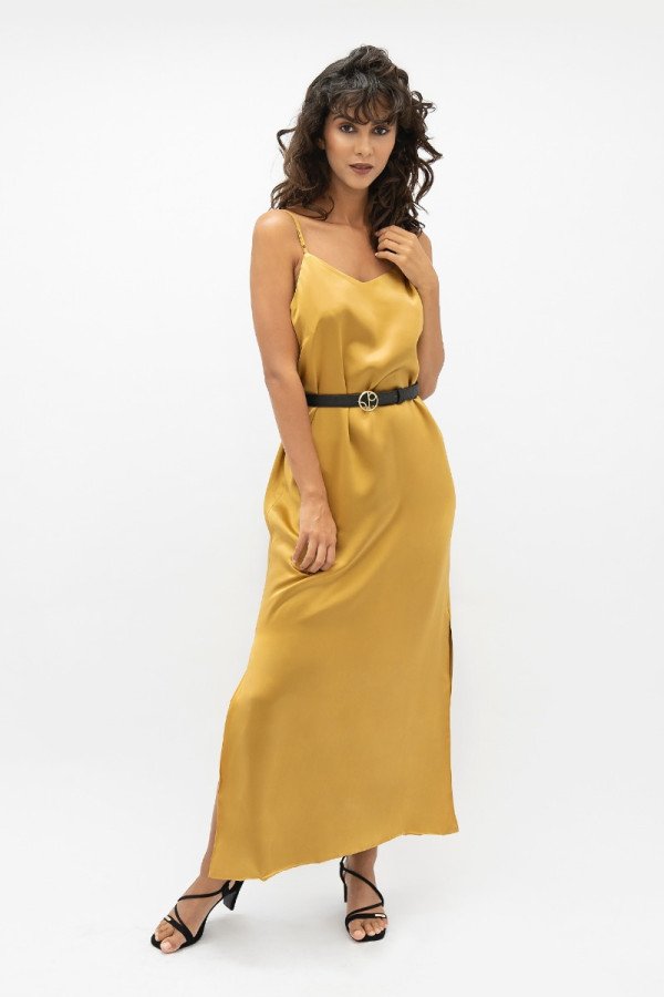 Gold Calabar Slip Dress