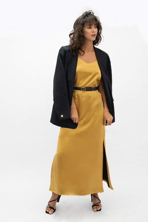 Gold Calabar Slip Dress