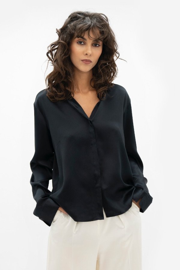 Kobe Black Silk Blouse
