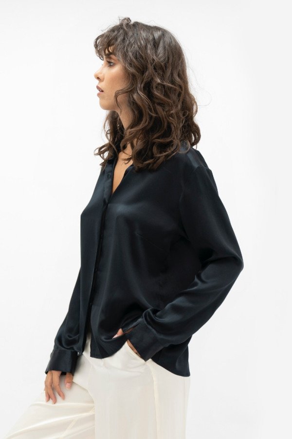 Kobe Black Silk Blouse