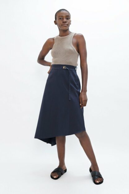 Blue Mallorca Asymmetric Skirt Organic Twill Sustainable Skirt