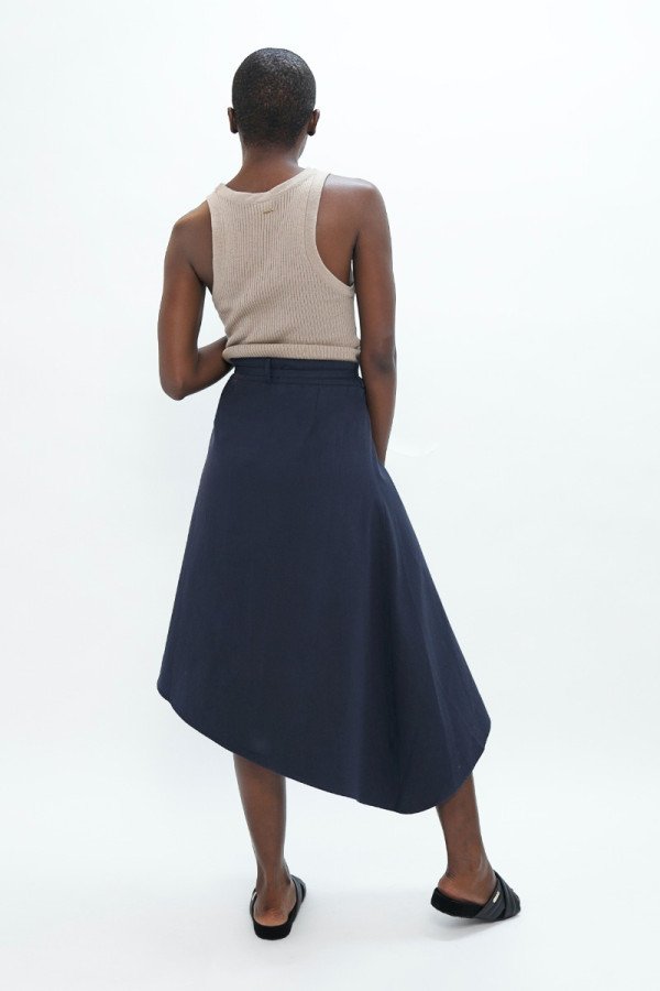 Navy Blue Mallorca Asymmetric Skirt