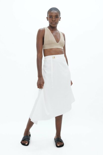 White Mallorca Asymmetric Skirt Organic Twill Sustainable Skirt