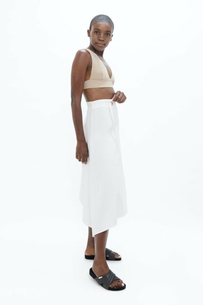 White Mallorca Asymmetric Skirt Organic Twill Sustainable Skirt