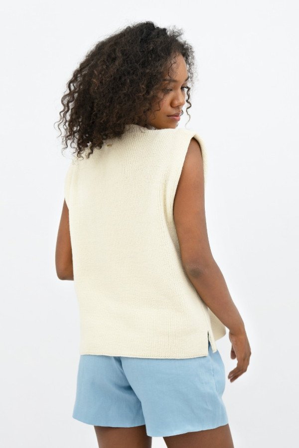 White Napoli High-Neck Knitted Top