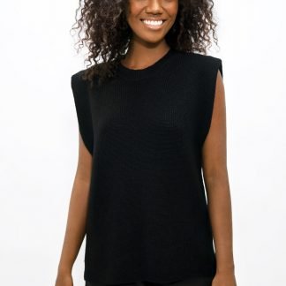 Black Napoli High-Neck Knitted Top