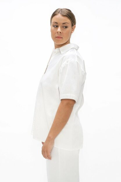 White Vienna Short Sleeves Shirt shop sustainable clothing