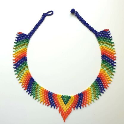 Rainbow Handmade embera beaded necklace ethical handicrafts Colombia tribe