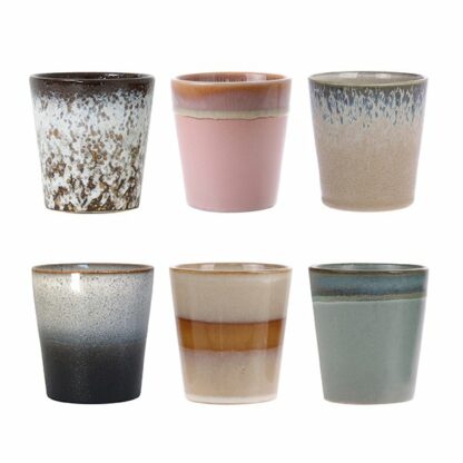 70's ceramics coffee mugs set of 6 HKLiving Sustainable Living Dubai Eco Gift Shop Dubai