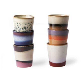 70's ceramics mugs (set of 6) HKLiving Sustainable Living Dubai Eco Gift Shop Ceramics Mugs set