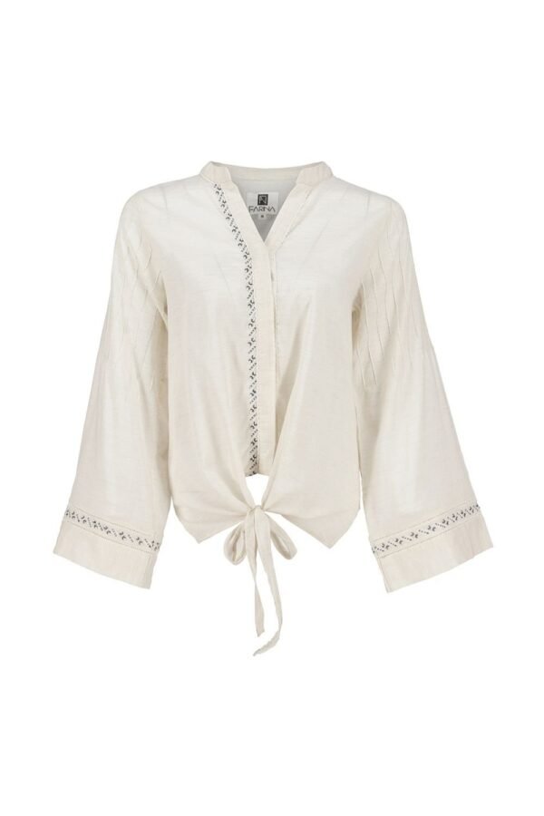 Cream Tie Blouse
