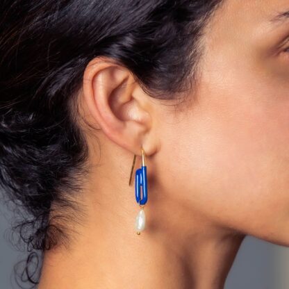 Blue Paperclip Earrings Goshopia affordable ethical jewelry Dubai