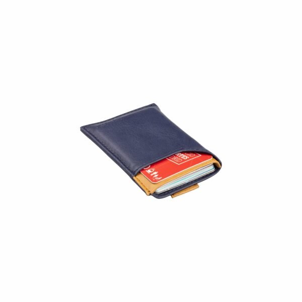 Slim Vegan Card holder -  Blue/Camel