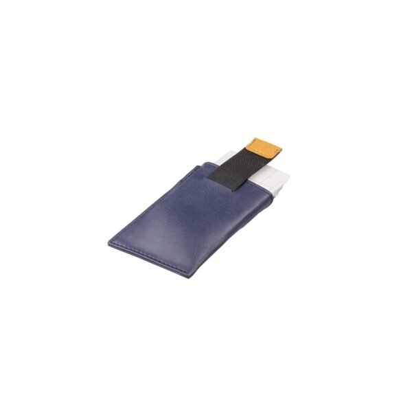 Slim Vegan Card holder -  Blue/Camel