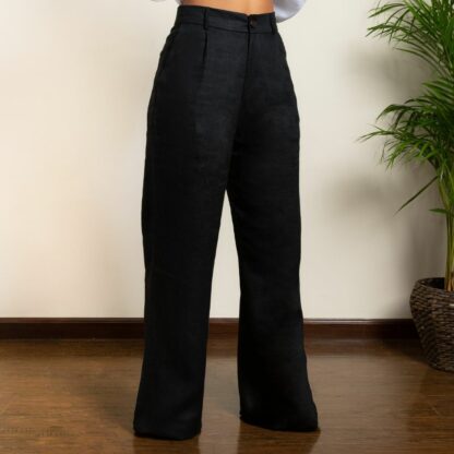 Black Linen Trousers - Front Details