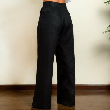 Black Linen Trousers: Back Details
