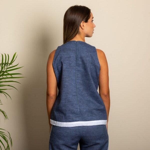 beautiful blue linen co-ord top