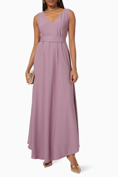 V-Neck Flared Dress Dusty Purple Sustainable Modest Fashion