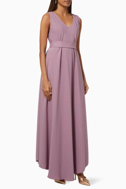 Dusty Purple V-neck Flared Dress: Front