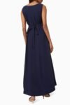 Navy Blue V-Neck Flared Dress