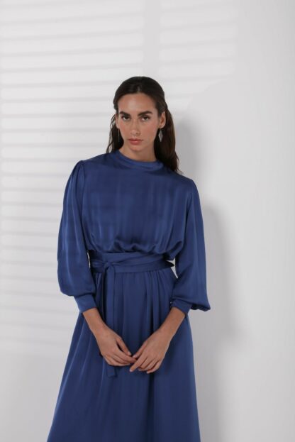 slow & sustainable modest fashion Midnight Blue Florescence Dress