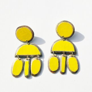 Yellow Nesta Earrings Handmade Recycled Paper earrings from Africa