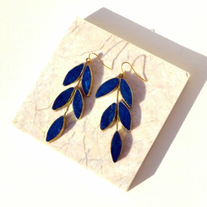 blue posy earrings recycled paper earrings