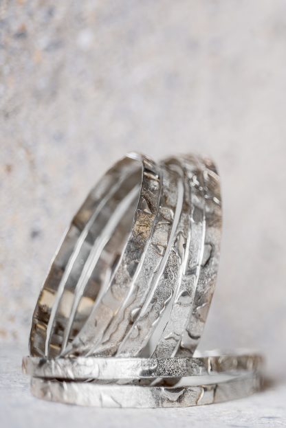 The gathering silver bangles