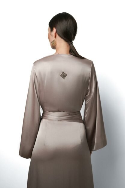 slow & sustainable modest fashion Desert Sand Silk Wrap Dress