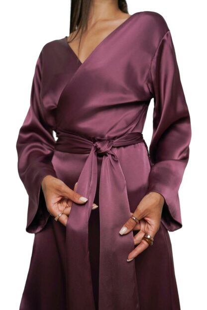 slow & sustainable modest fashion Royal Purple Silk Wrap Dress