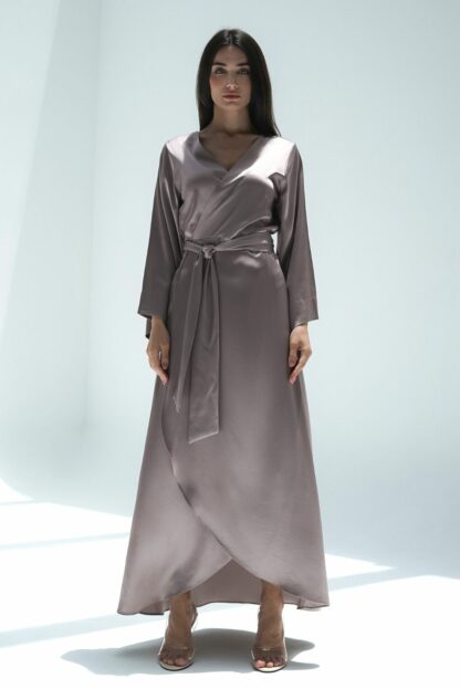 slow & sustainable modest fashion Desert Sand Silk Wrap Dress