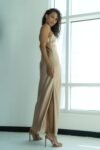 V-Neck Slip Dress in Sand